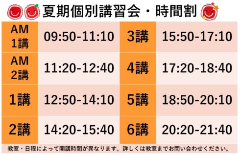 山科　六地蔵　塾　夏期講習　料金　時間割